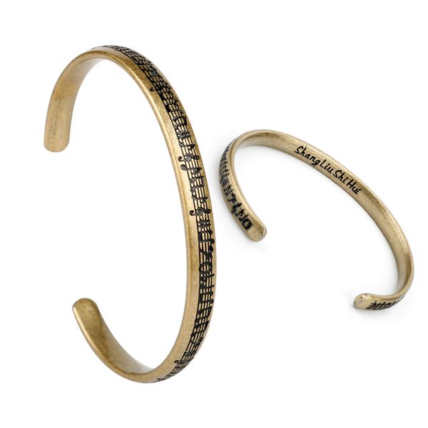 

musical note titanium steel twist bangles men vintage bracelet fashion jewelry men women gift, Black