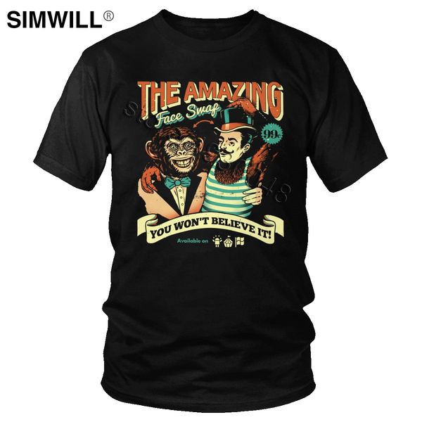 

смешные удивительные лица своп тенниска для мужчин хлопок обучение животных gorilla футболка с коротким рукавом юмор graphic print tee tops