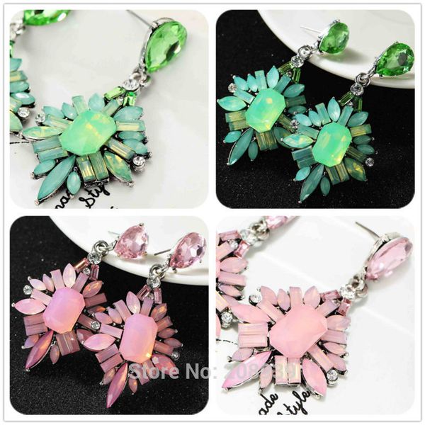 

dangle & chandelier est women's fashion earrings pink/green crystal sweet metal with gems for women girls, Silver
