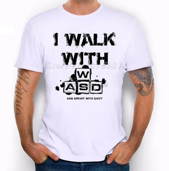 

gamer я хожу с wasd и спринте сдвиг игры смешные шутка men t shirt tee с коротким рукавом хлопок футболки мужской одежды 2020 сверху
