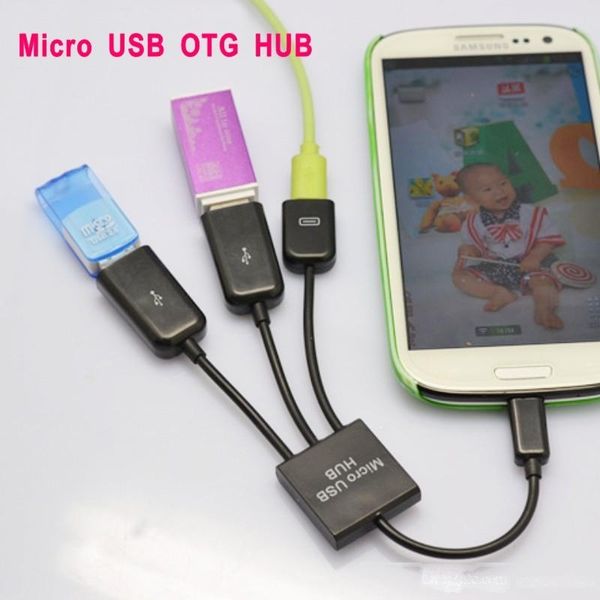 

micro usb otg hub cable connector spliter 3 port for samsung galaxy pcs /lot ing