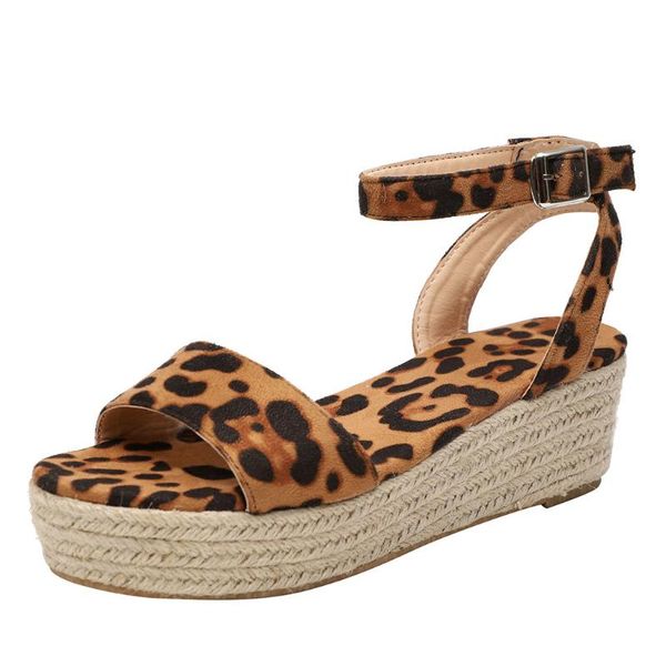 

jaycosin woman sandals summer wedges bottom comfortable buckle strap platform sandal grass woven sole buty damskie roman shoes, Black