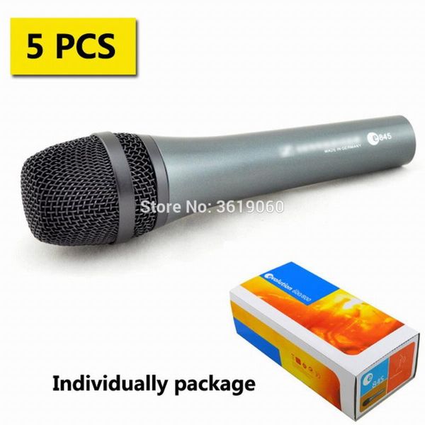 

Free shipping, 5 pcs cheap price e845 wired dynamic cardioidvocal microphone , e845 wired sennheisertype vocal microphone