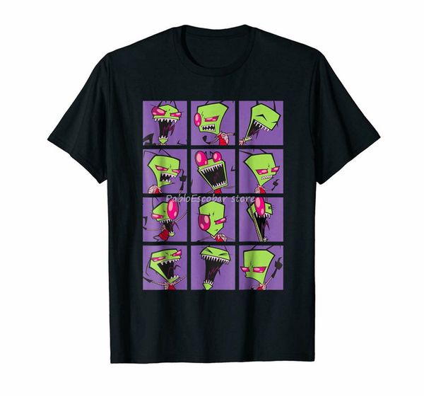 

черный invader zim freak out коллаж t-shirt men's 100% хлопок шею майка мужской бренд тенниску лето плюс размер футболка