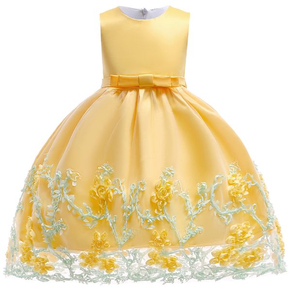 

new flower girls dress toddler 3d layered party bow kids formal princess girl clothing 3-12yrs, Red;yellow