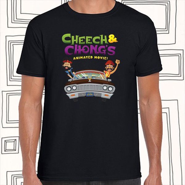

cheech & chong animated movie logo men's black t - shirt size s m l xl s - 6xl s - 6xl tee tee shirt