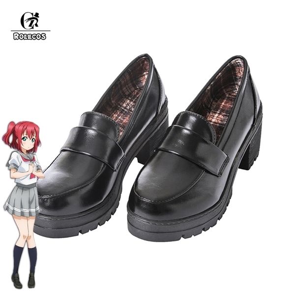 

rolecos japanese anime sunshine cosplay takami chika girls jk love live aqours school uniform shoes, Black