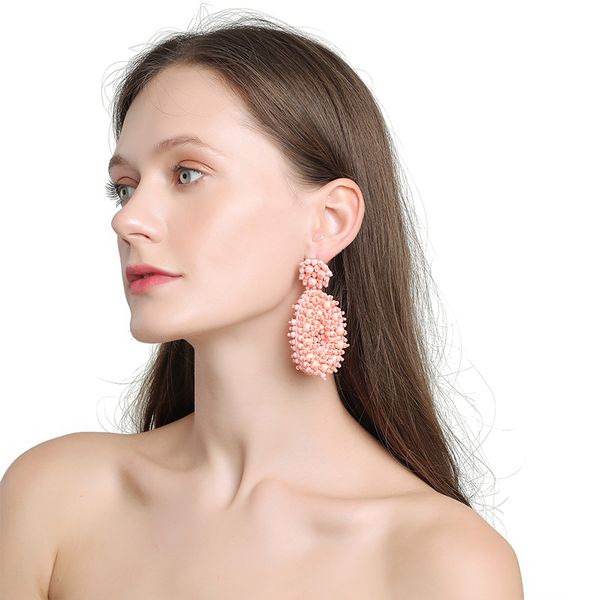 

seedbeads earrings pierced water drop pattern, Golden