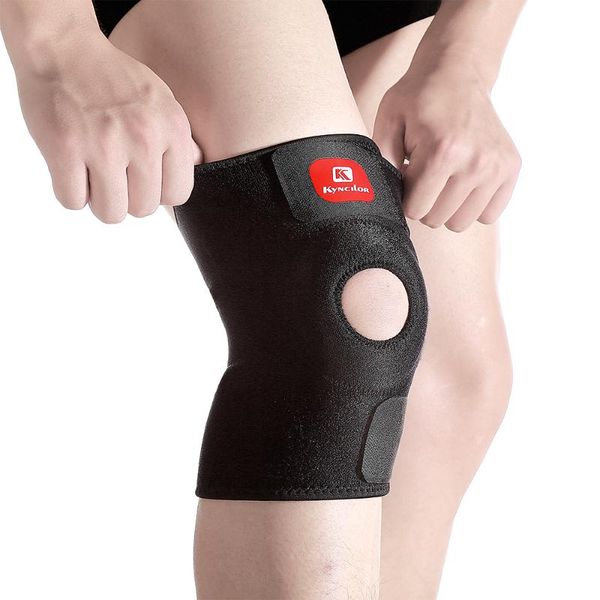 

elbow & knee pads strap brace support pad pain relief band open patella dual stabilizers for hiking soccer basketball volleyball squats, Black;gray