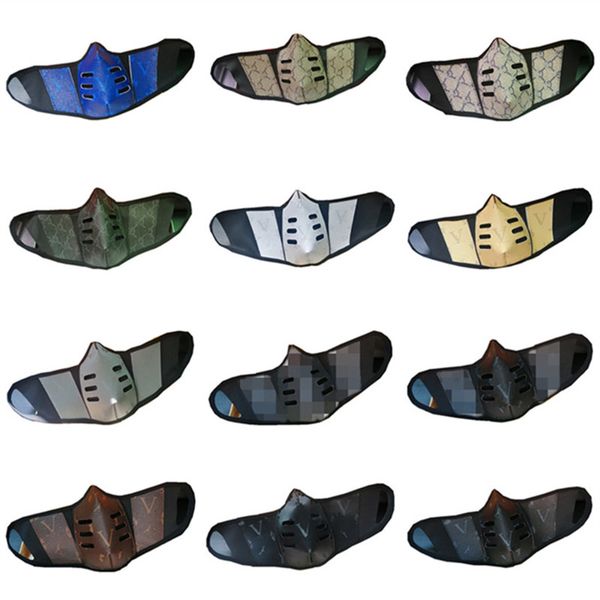 

16 style pu leather face mask dustproof breathable face masks fashion men women washable mouth cover outdoor sports protective face mask ins, Blue