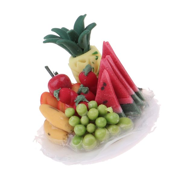 

1/12 scale fruit тарелка в фарфор тарелка dollhouse гостиная жизнь сцена