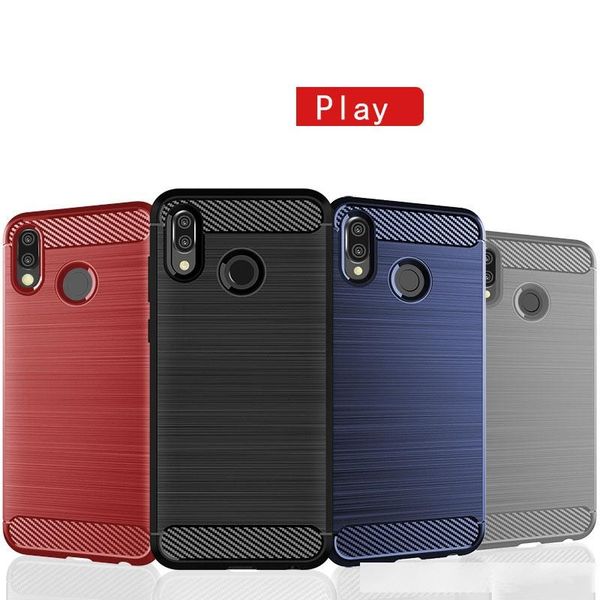 

phone case for honor play carbon fiber brushed design ultra slim thin anti-scratch and non-slip soft tpu protective cover case
