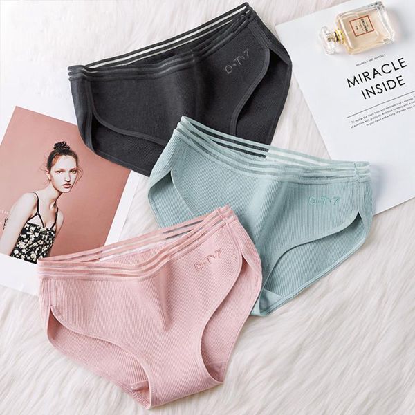 

women's panties wish seamless cotton girls panty solid breathable briefs medium waist underwear women lingerie, Black;pink