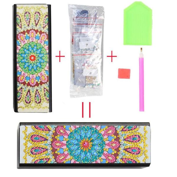 

women eyewear accessories diamond painting eye glasses sunglasses storage box faux leather case diy kit decorative, Silver