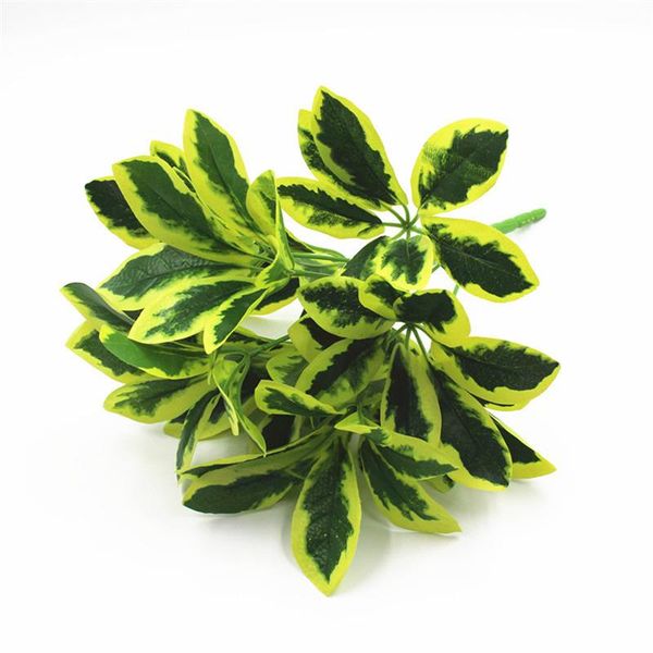 

1pc lifelike artificial leaf branch realistic 9-branch artificial schefflera plant faux leaf simulation plants home decor