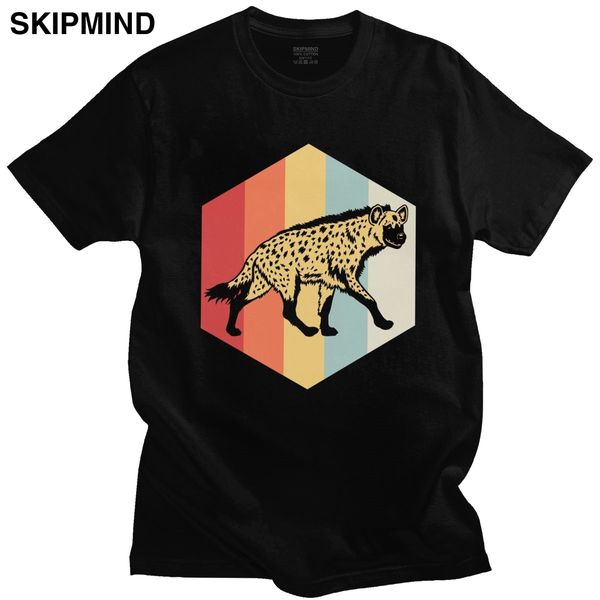 

classic vintage hyena lover t shirt for men crewneck short-sleeve safari africa wildness printed t-shirt cotton tee merchandise
