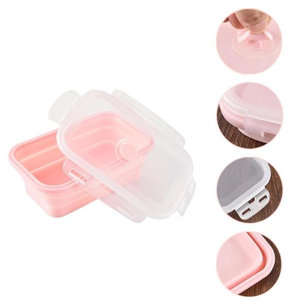 

silicone 4 food box piece suit colorful box silicone travel safe lunch fresh-keeping outdoor storage boxes folding lunch microwave bbyvu