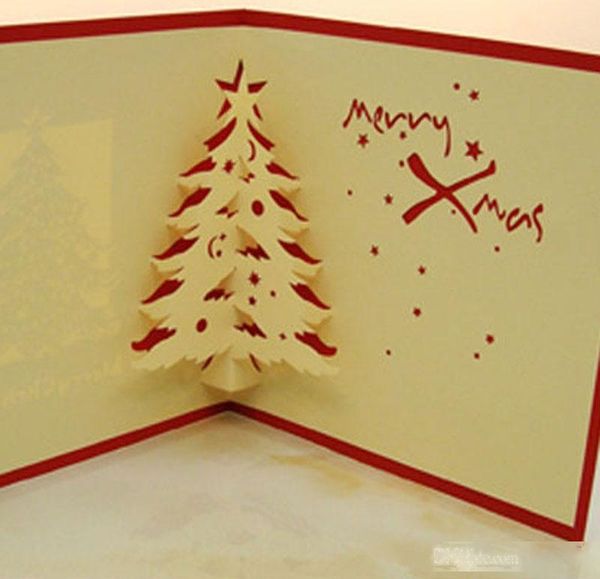 

pop up invitations greeting cards 3d handmade merry christmas party postcards xmas tree paper festival gifts