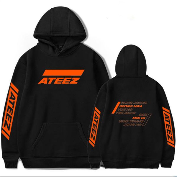 

ateez print hooded women and men popular clothes 2020 harajuku casual hoodies kpop sweatshirt plus size, Black