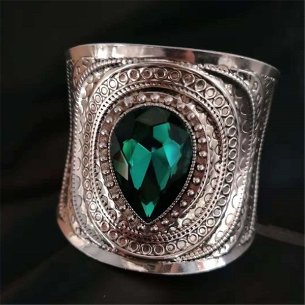 

bangle 1pcs fashion turquoises for women vintage girl alloy round charm bracelets bangles jewelry accessories, Black