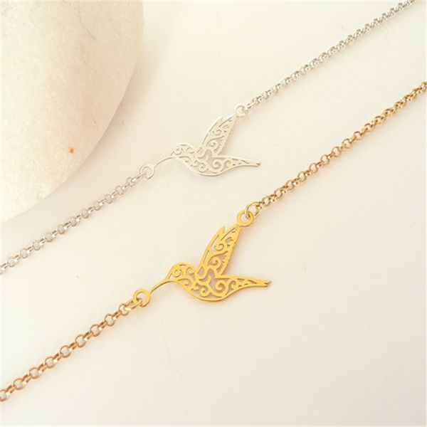 

flying bird swallow chain bracelet dove bird bracelet gift for her, Black