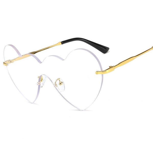 

heart shaped sunglasses women metal women brand designer fashion rimless love clear ocean lenses sun glasses oculos uv400, White;black