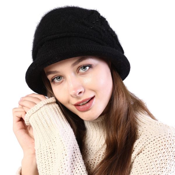 

winter knitted hat women beanie bonnet hats ladies femme warm fur hat for women, Blue;gray