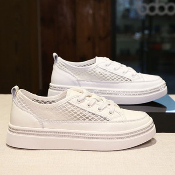 

net shoes women 2020 spring summer new comfortable mesh breathable casual women's shoes white lace casual sports, Black