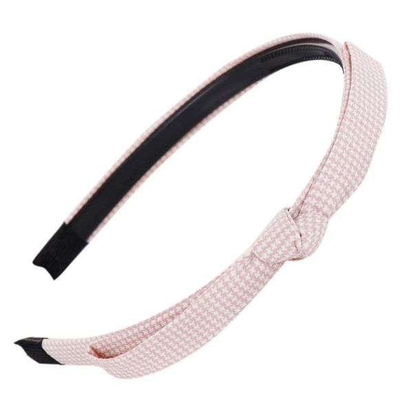 

minimalist vintage plaid houndstooth wide headband women elegant bowknot hair hoop anti-slip toothed hair styling accessories