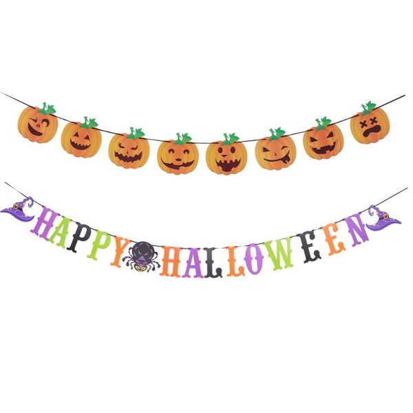 

2 sets halloween hanging banner creative funny halloween hanging tag pumpkin pendant sign decor for garden home