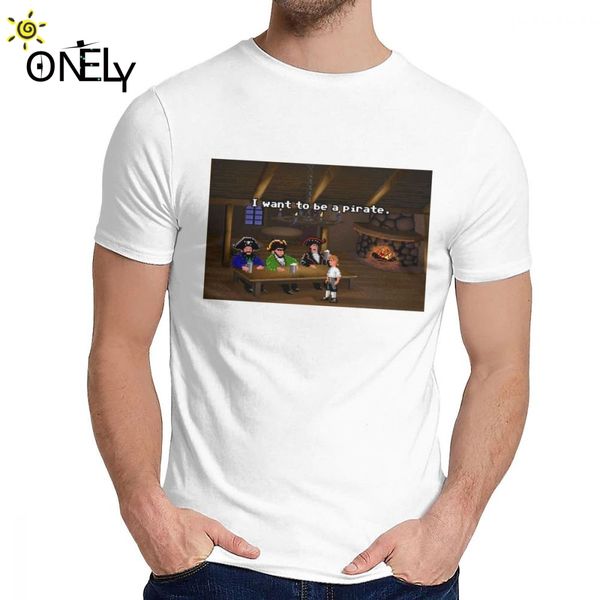 

for male tee shirt i want to be a pirate monkey island 2 slim 2019 new round neck vintage t-shirt