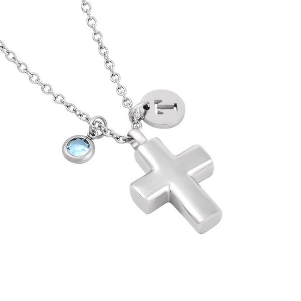 

ijmd0031 stainless steel polish cross cremation memorial pendant for ashes urn keepsake souvenir jewelry for men, Silver