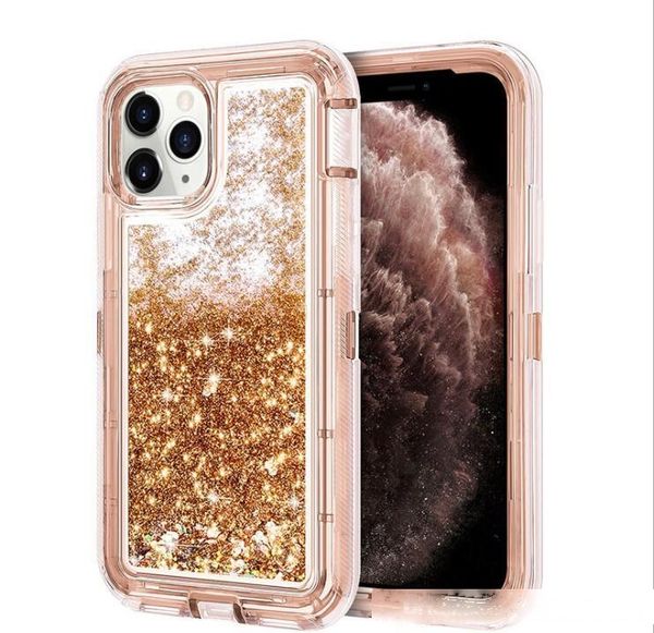 

luxury 3 in 1 tpu bling clear quicksand designer case for iphone 11 pro xs max xr 8 plus 7 6s 360 cover glitter transparent liquid hard case