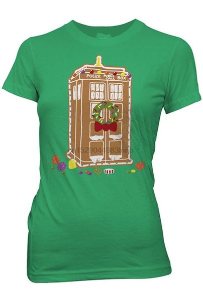 

doctor who gingerbread tardis juniors green t-shirt vintage graphic tee shirt