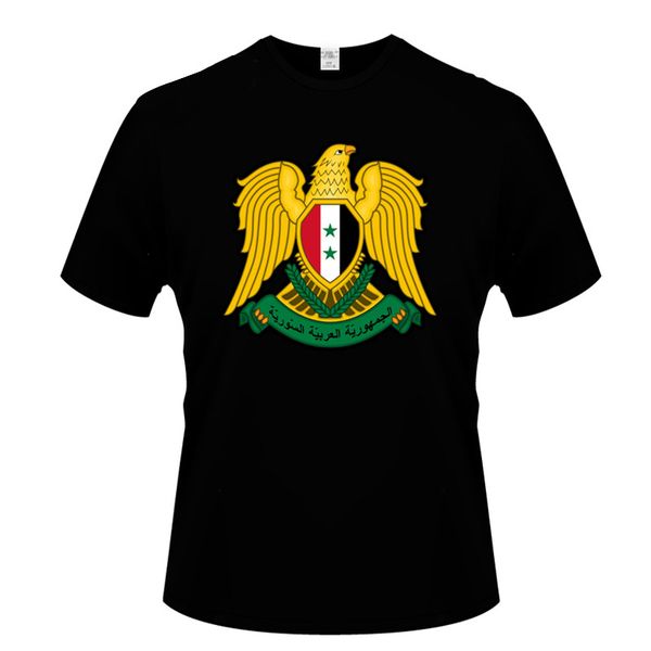 

cotton t shirt men coat of arms of syria national emblem print o-neck t shirt tees man fashion casual t-shirts