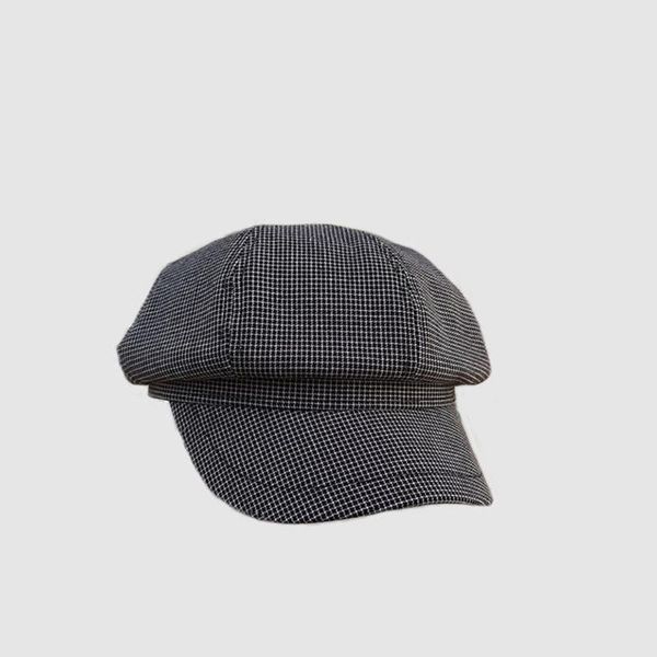 

hat female spring and summer retro octagonal hat wild british plaid painter outdoor beret, Blue;gray