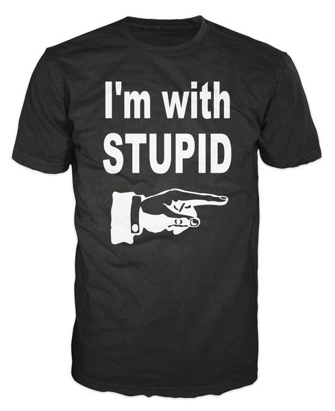 

2019 100% cotton i'm with stupid funny joke prank rude offensive party couple friend t-shirt