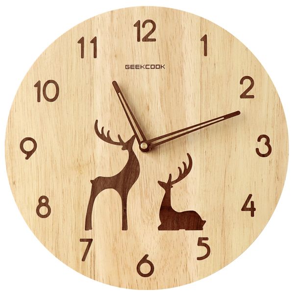 

wooden modern wall clock nordic animal simple creative kids room silent wall clock cute round zegar scienny watch de50wc