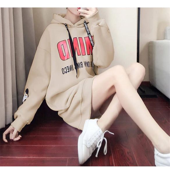 

fashion girls print harajuku korean loose sweatshirt women autumn girls streetwear oversized hoodie clothing long sleeve, Black