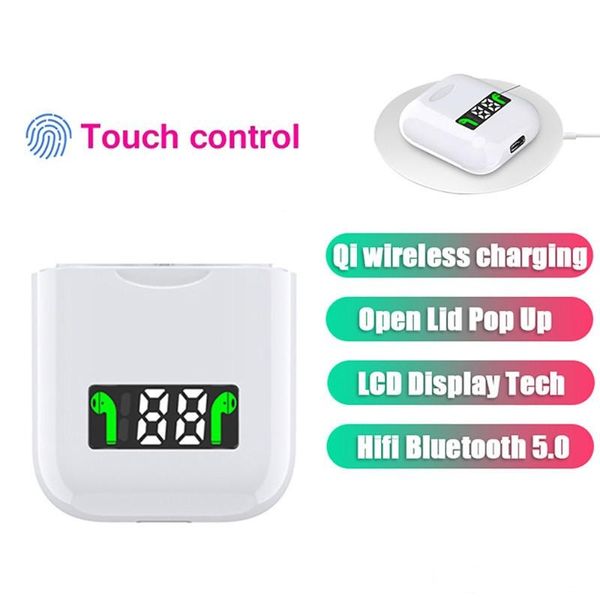 

i99 tws wireless earphones bluetooth headphones with led display headset music earbud support wireless charging with mic