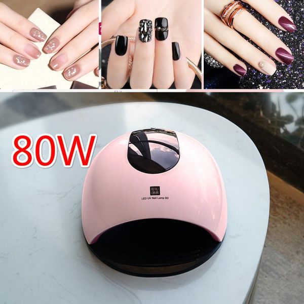 

80w smart nail light 10s/30s/60s/120s painless mode nail polish dryer detachable manicure lamp uv led lamp abs care tool