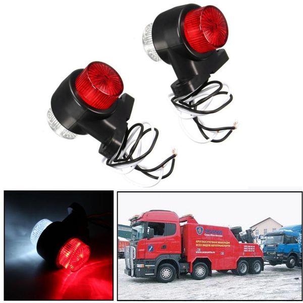 

2pcs 10~30v 8 leds red & white double sides marker trailer lights warning lamp for car truck vhicles tail led light