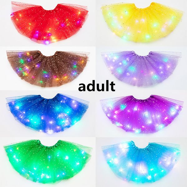 

led glowing light women tulle star skirt short tutu mini skirt fancy ballet dancewear party costume ball gown mini, Black