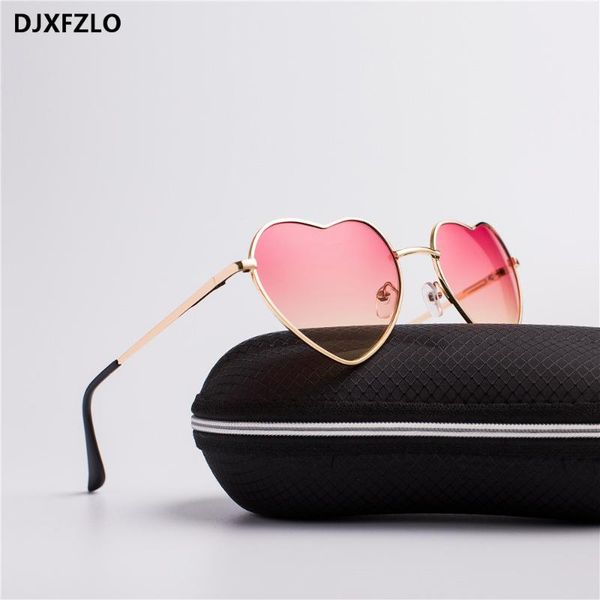 

djxfzlo fashion heart shaped sunglasses women brand designer lady metal reflective ties sunglasses men's uv400, White;black