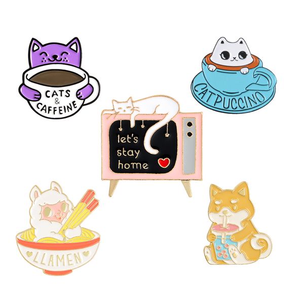 

овец эмали булавки розового радио животное собака кошка кофе хэллоуин значки голова железа brainbrooches для девушки рюкзак ювелирных подарк, Gray