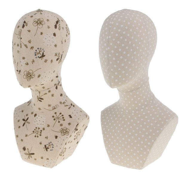 

2 pack male/female cork mannequin head bust wig hat jewelry sunglasses scarf display stand holder, White