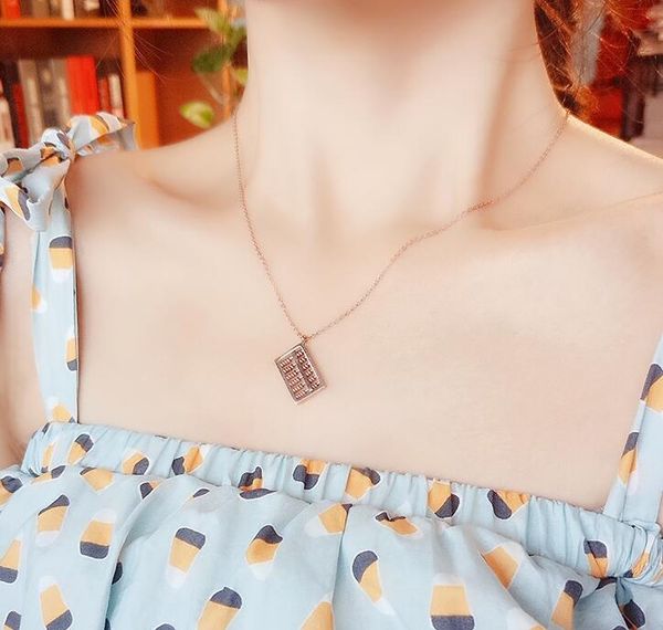 

chokers chinese style gold rose necklace female abacus pendant design retro fashion jewelry ladies choker, Golden;silver