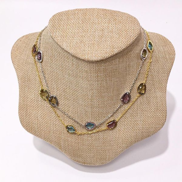 

statement irregular teardrop-s colored crystal necklace for women, Silver