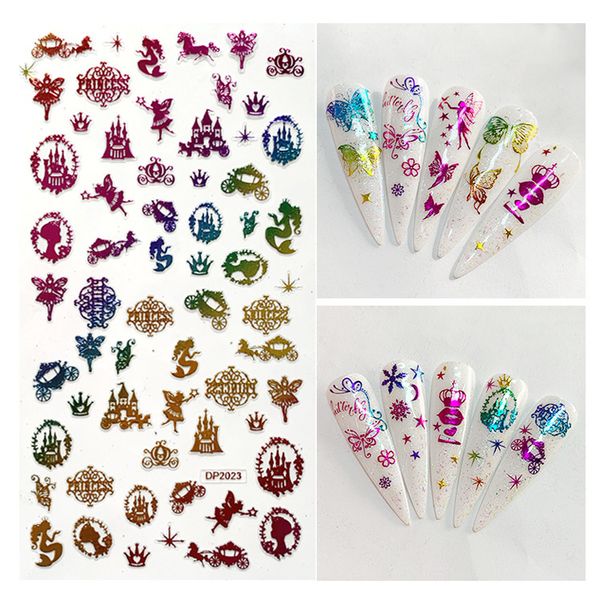 

stickers & decals 1pcs the 3d bronze nail sticker butterfly angel snowflake modeling color waterproof, Black