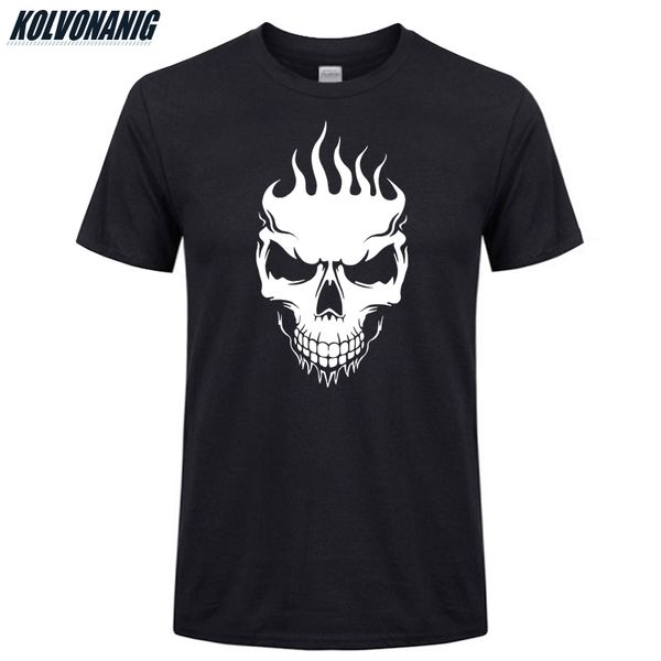 

2019 summer coolest flames skull funny t shirt men print cotton o-neck short sleeve hip hop t-shirts plus size harajuku